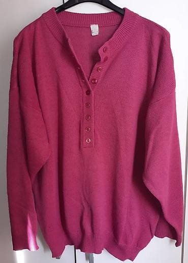 muski dzemperi cena: Džemper sa dugmadima – malinasto roze boja - Model: pleteni džemper — 1