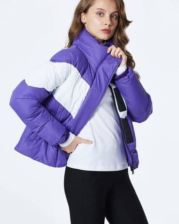privesci za auto: Ženska zimska jakna – ljubičasto‑bela -Velicina L,XL - Kratak puffer — 1