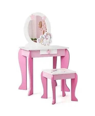 Dečija odeća: Dečji toaletni sto sa ogledalom i stolicom – jednorog motiv - Set — 2