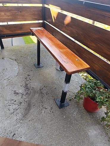 komode cena: Drvena klupa za terasu/baštu sa metalnim stalkama - Sedište: masivna — 5