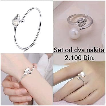 mindjuse uz uvo: Posrebreni set od dva nakita Srebrnasto-beli minimalistički dizajn sa — 1