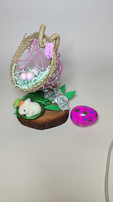 Ogledala: Uskršnja dekoracija – ručno rađeni aranžman na drvenoj podlozi - — 2