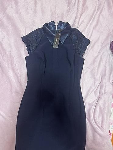 Kućna odeća: Elegantna teget haljina – Green World, veličina XL NOVA - Kroj: uska — 2