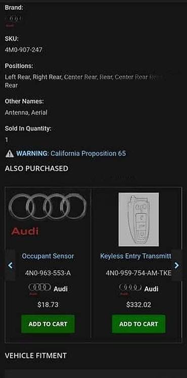 presvlacenje auta: OTKLJUČAVANJA KEYLESS ANTENA ZA AUDI A3, A4, A4 ALLROAD . | Audi — 2
