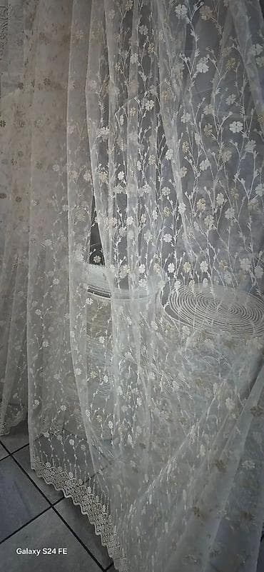 posteljina po meri: Zavese od tila sa bogatim vezom – više dezena - Materijal: proziran — 5