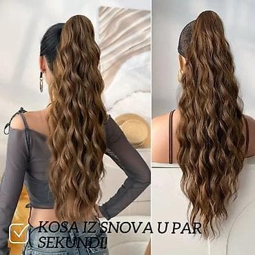 Valoviti ekstenzija-rep na gumicu - Dugačak, talasast ponytail rep za