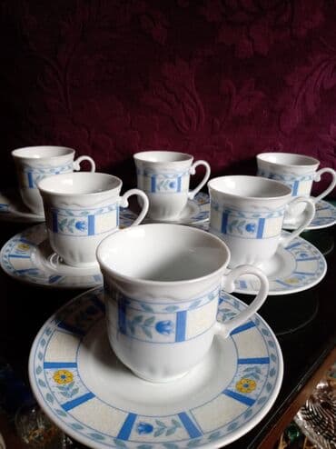Kuhinjski setovi: Soljice nove za kafu,Donna,porcelanske. Komada. 6. Tacne. 12cm — 3