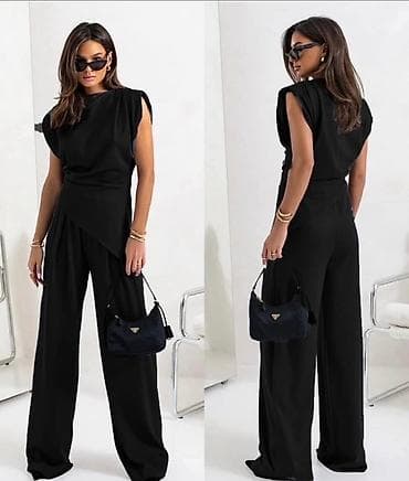 elegantni komplet: Ženski elegantni komplet – top bez rukava i široke pantalone - Kroj — 3