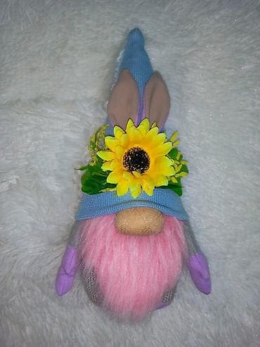 polica dubina 20 cm: Ručno pravljeni ukrasni patuljci sa zečijim ušima – prolećni/uskršnji — 1