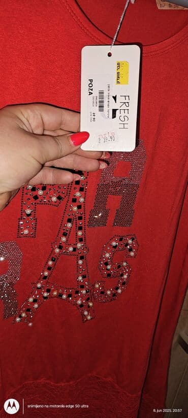 enigma haljine: 5XL (EU 50), Lycra, Print, color - Red — 2