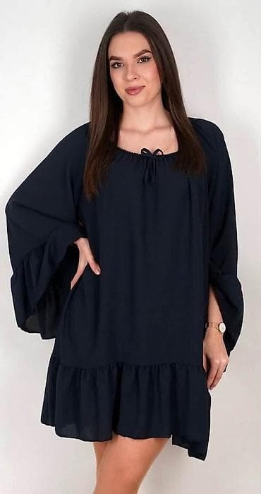 bele tunike za plazu: Ženska oversized haljina sa volanima do 2xl - Model: komotna — 2