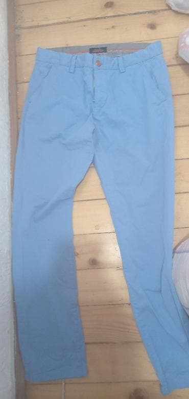torbica kozna oficirska: Hermès muške pantalone – model chino, svetloplave boje. - Brend — 4
