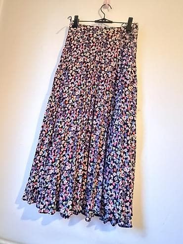 sandale bele: Duga letnja suknja sa cvetnim printom - Kroj: midi/duga širija suknja — 1