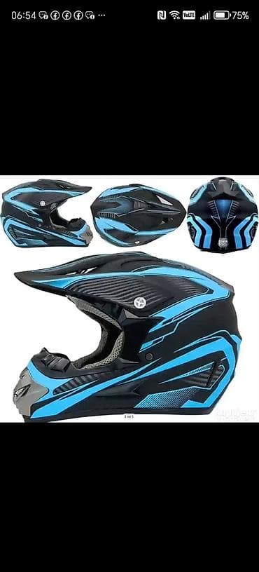 violine za decu: Kaciga za motocross/enduro – model sa vizir-štitnikom, crno‑plava - — 2