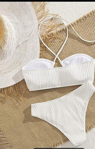elegantna odeca: 🔥Beli dvodelni kupaći kostim – rebrasti materijal ✅L velicina - Model — 7