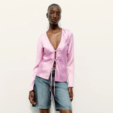 dugacke kosulje: Zara, XS (EU 34), Polyester, Single-colored, color - Pink — 1