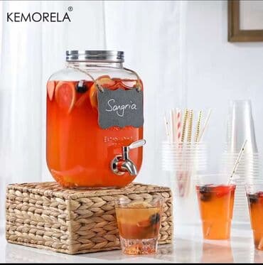 posuda za hranu za poneti: Točilica za limunadu 3000din Retro staklena tegla sa slavinom je — 3