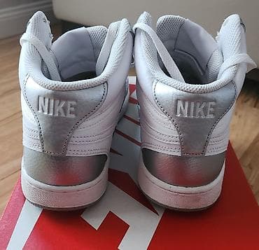 converse patike run star motion: Nike kožne patike – visok model, bele sa srebrnim panelima, br gaziste — 6