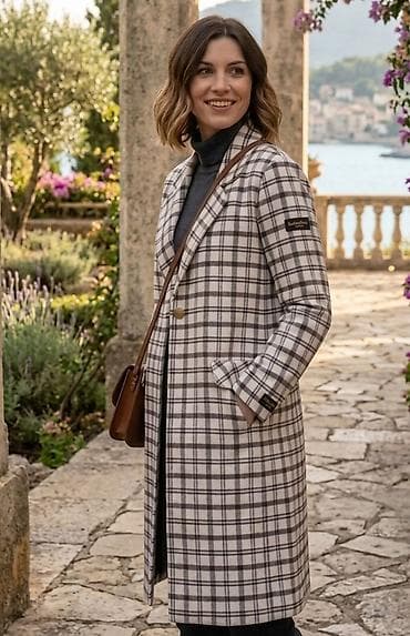 subare kapa: Ženski kaput sa kariranim dezenom - Stil: elegantan kaput ravnog — 1