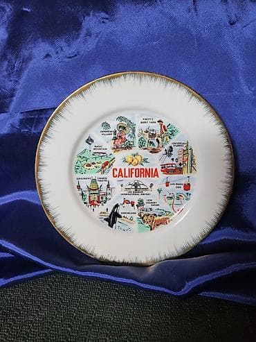 testik za vodu: Tanjir vintaz za na zid porcelanski Kalifornija. Tanjir perfektan sa — 8