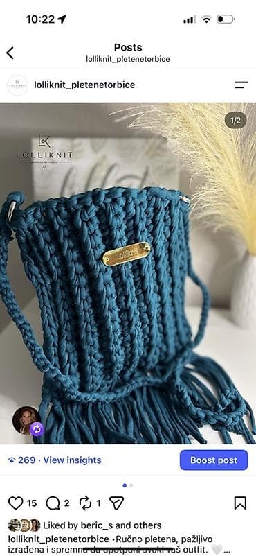 monina torba: Ručno pletena torbica LolliKnit - Model: pletena crossbody torbica sa — 1