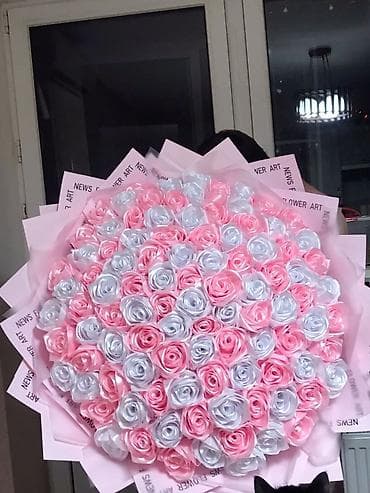 materijal za vez: Ručni buketi od satenskih ruža - Veliki, raskošni aranžmani sa — 1