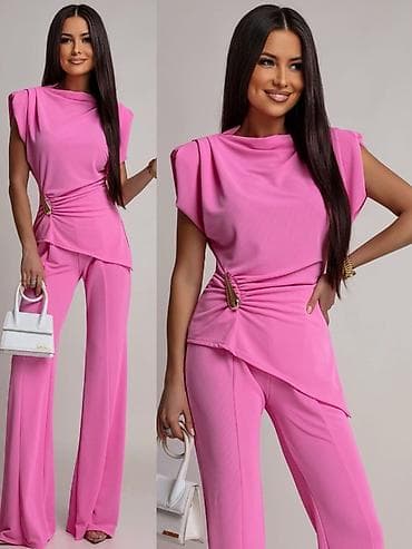 🔥Elegantni ženski komplet – top i pantalone sa širokim nogavicama ✅S M