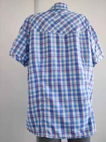 Women's Clothing: 4XL, Polyester, Plaid, color - Light blue — 3