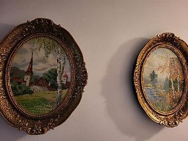 kutija za snalice: Set od četiri dekorativne zidne slike sa pejzažima, u bogato — 1