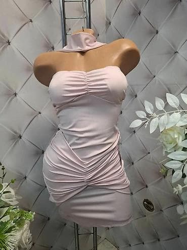 ps odeca: Ženska uska haljina – mini dužina, efekat drapiranja - Model: uska — 4