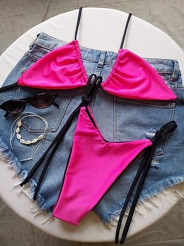 bonatti kostimi: Bikini set – jarko pink trodelni model (top + gaćice) - Gornji deo — 2