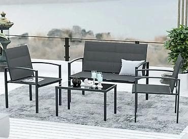 ograda za igru: Baštenski lounge set – 4 dela (2 fotelje + dvosjed + sto) Moderan — 4