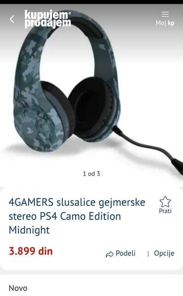 bezi ne slusalice: O R I G I N A L ® "SONY PS4 STEREO PROFESIONAL SLUŠALICE,OTPORNE NA — 20