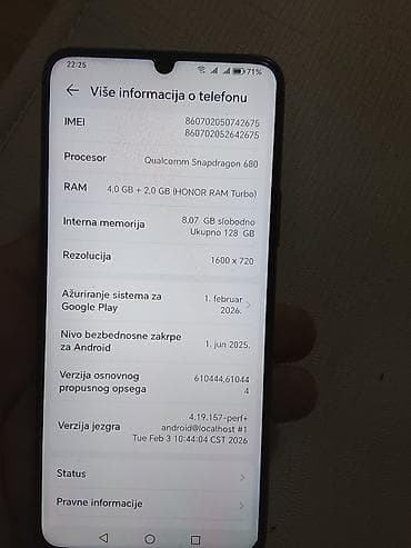 prodaja telefona jagodina: Honor (model CMA-LX1) smartphone - Ekran: 6.5" HD+ rezolucije 1600 × — 1