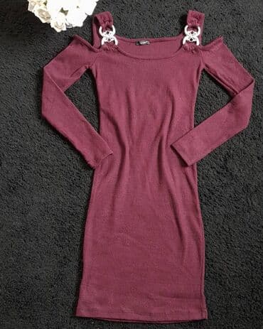 c a haljine 2022: Color - Burgundy, Long sleeves — 1