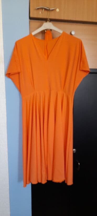 massimo dutti haljine 2023: Over L (EU 40), color - Orange, Short sleeves — 2