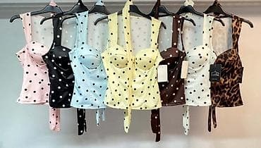 Majica korset/top sa halter kragnom i korpama sa dugim trakama koje se