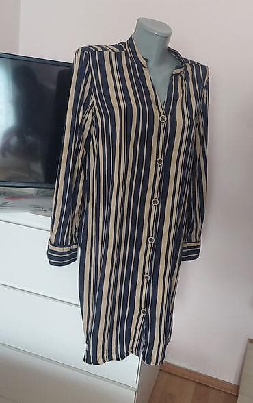 bts haljine: Ženska košulja-haljina na pruge - Model: duga košulja/haljina sa — 2