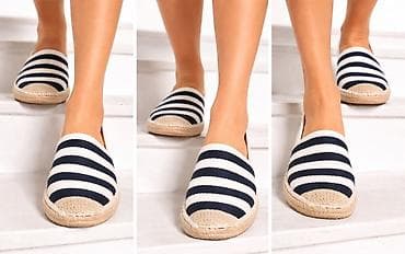 smesne cipele: Ženske espadrile sa prugama – mornarski stil - Gornjište: tekstil u — 1