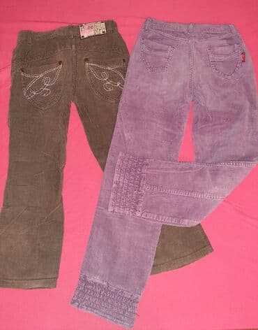 pantalone karirane: Somot pantalonice za devojčice vel 6 sa podesivim strukom — 3