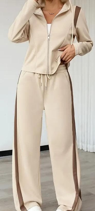 ready group trenerke: Dvodelna ženska trenerka – bež sa braon detaljima — 3