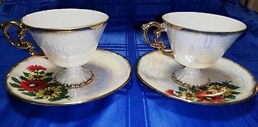 Ostala kuhinjska oprema: Set od dve šoljice za čaj/kafu sa tacnama – dekorativni porculan - — 7