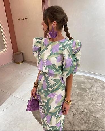 Haljine: 💫Elegantna midi haljina sa puf rukavima
✅2600 din — 3