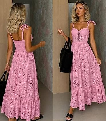 otkup haljina: Ženska maxi haljina od broderi čipke - Model: duga letnja haljina sa — 3