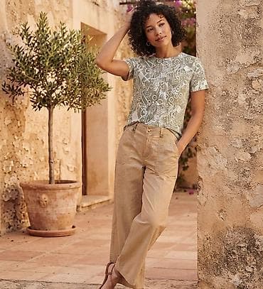bele pantalone stradivarius: Komplet: Pantalone i Majica.Ženske široke pantalone – bež - Kroj — 1