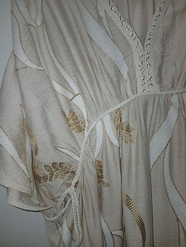 pepco katalog žene: Dugačak ženski kaftan/haljina od laganog materijala u bež nijansi sa — 4