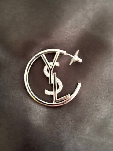 Earrings: Screwback earrings, YSL, Material: Cubic zirconia — 2