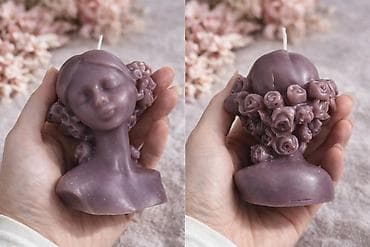 Dekorativna sveća – bista devojke sa vencem od ruža - Ručno livena