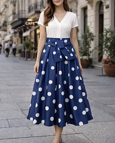 Skirts: ✅Midi suknja sa tufnama i velikom mašnom u struku
✅2750 din — 3