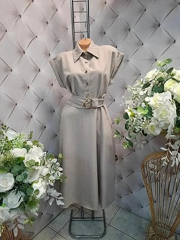 cipele ruma: Košulja-haljina midi dužine sa pojasom - Stil: elegantna — 2